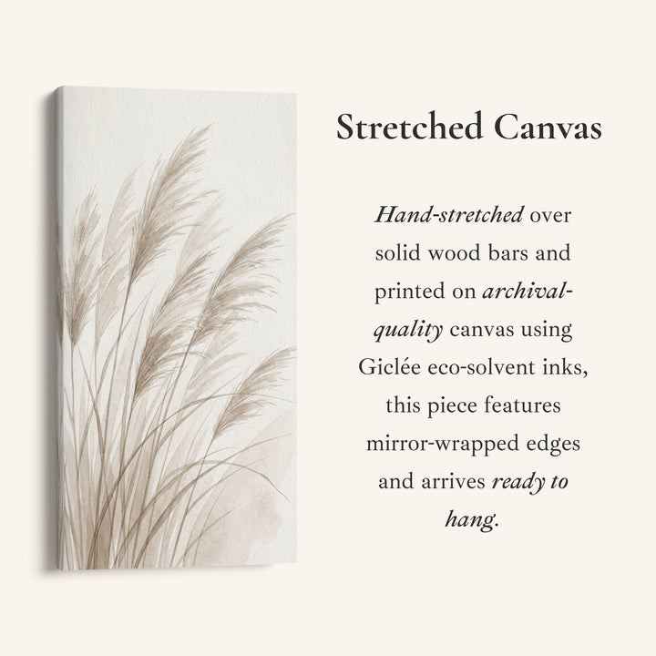 Narrow Wall Art For Kitchen Pampas Grass Stems Vertical Canvas