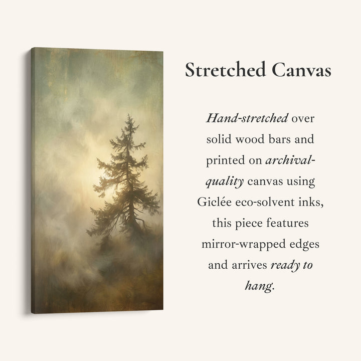 Large Vertical Wall Art Portrait Wall Art Pine Tree In Foggy Light For Hallway