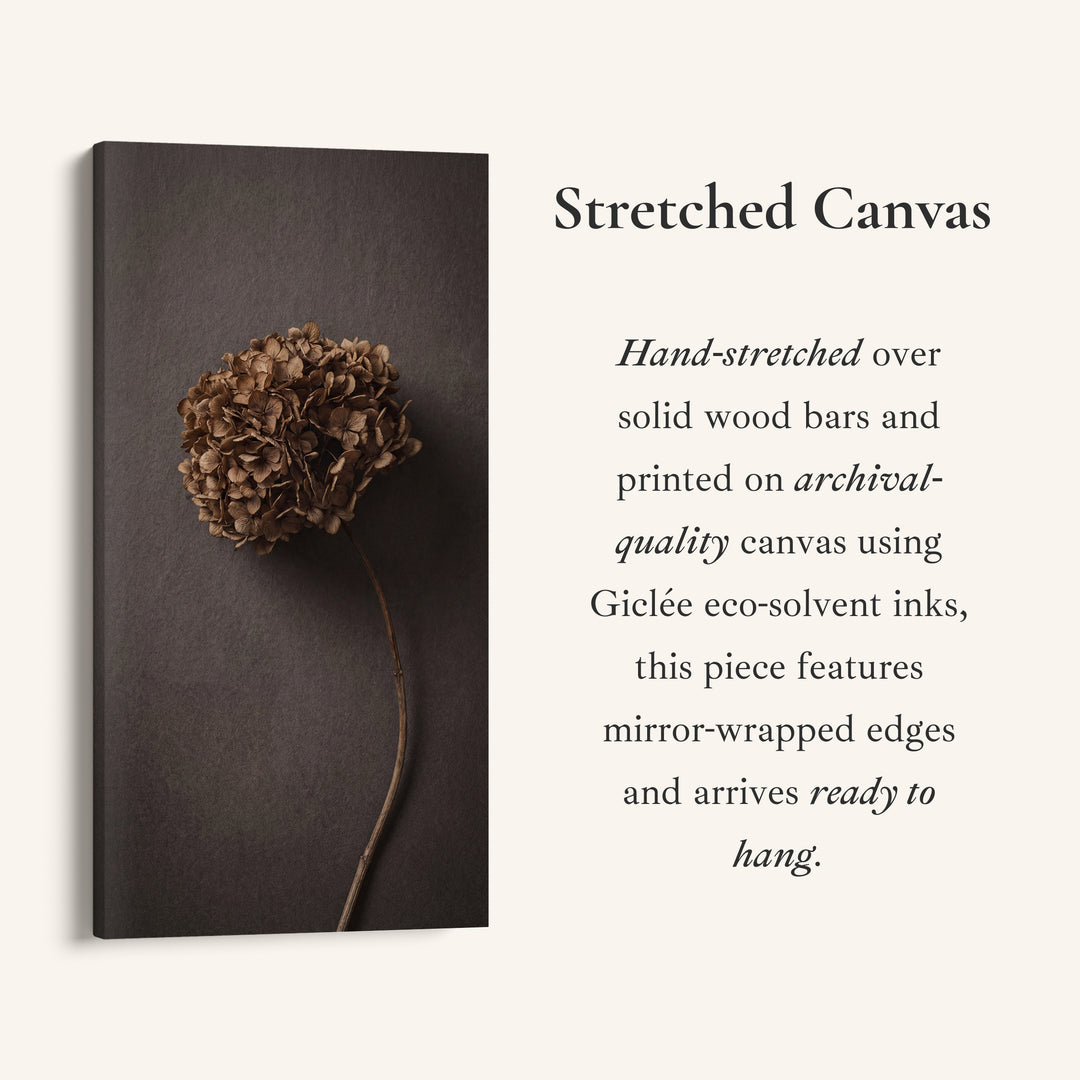 Tall Framed Canvas For Kitchen Dried Hydrangea On Dark Vertical Canvas