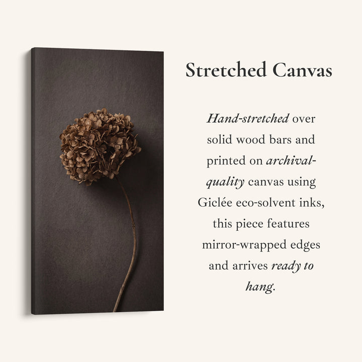 Tall Framed Canvas For Kitchen Dried Hydrangea On Dark Vertical Canvas
