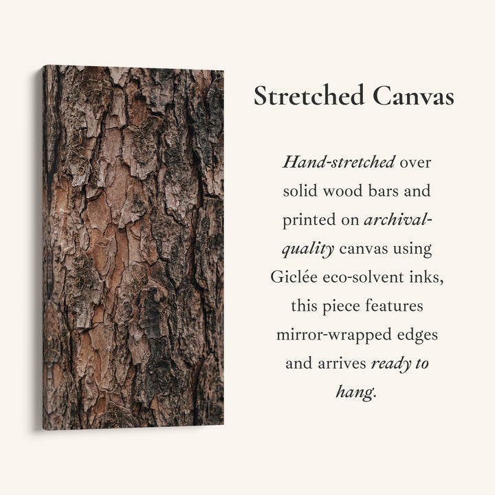 Vertical Wall Art Tree Bark Close Up Tall Canvas For Living Room