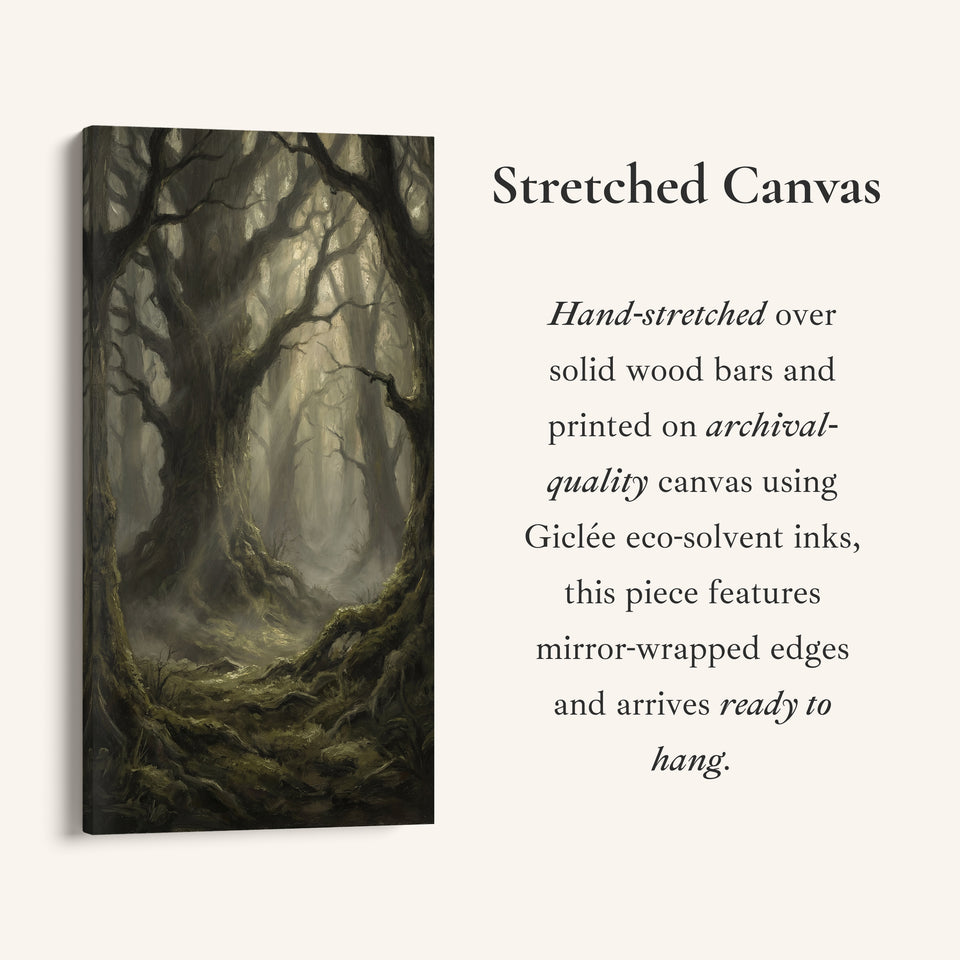 Large Vertical Wall Art Dark Forest With Moss Portrait Wall Art For Kitchen