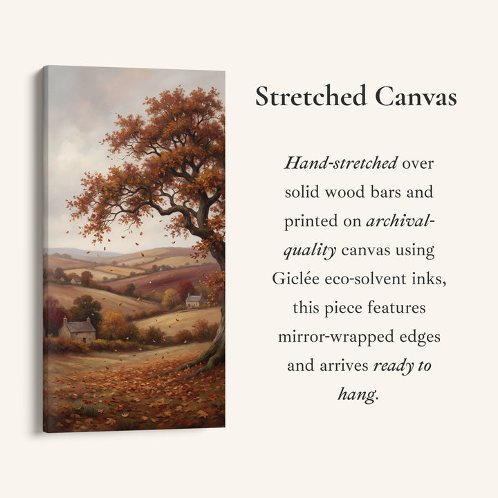 Autumn Tree Over Countryside Tall Framed Canvas Framed Canvas Print For Bedroom