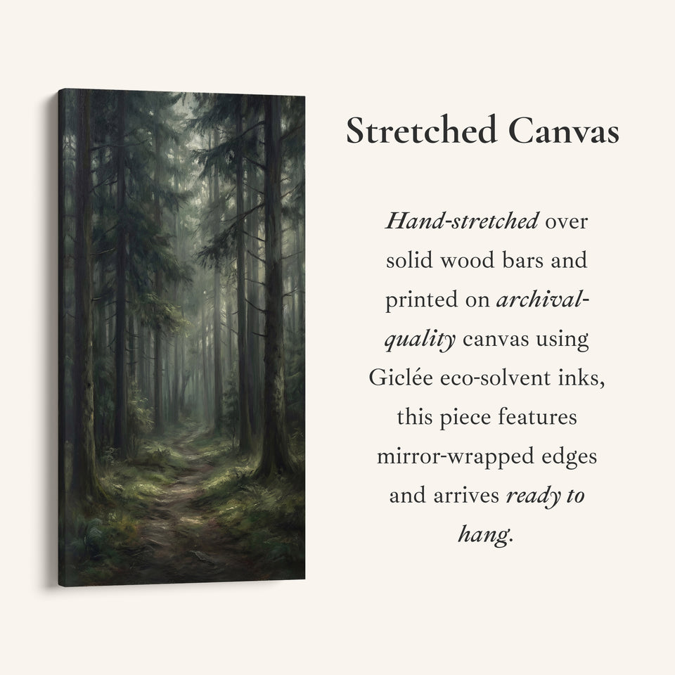 Narrow Wall Art Misty Pine Forest Path Portrait Wall Art For Kitchen