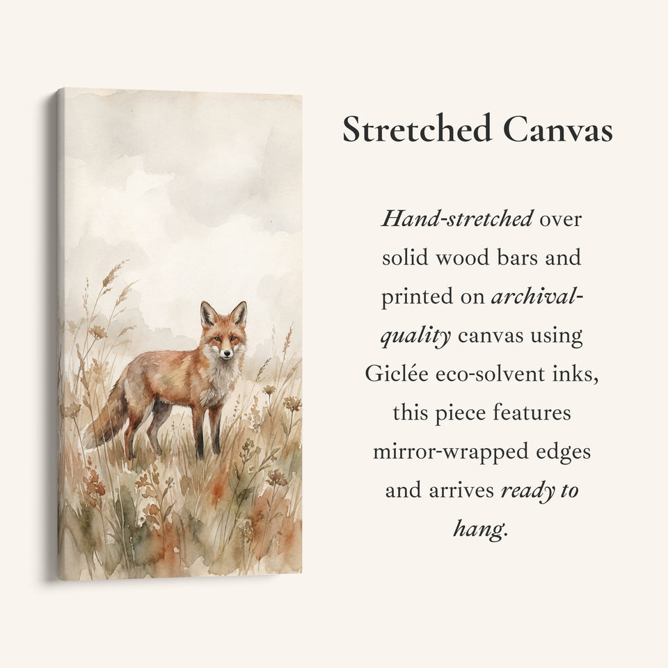 Portrait Wall Art For Bedroom Fox In Meadow Grass Vertical Canvas