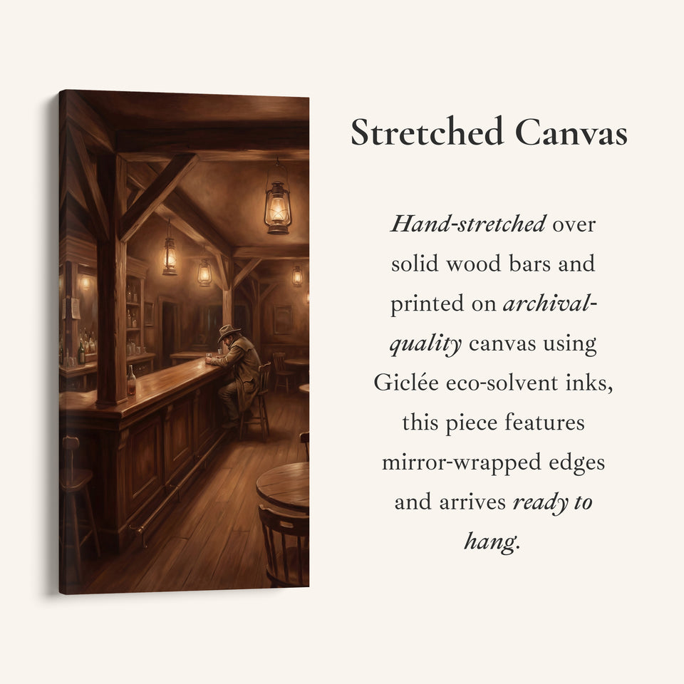 Long Wall Art For Hallway Western Saloon Interior Bar Vertical Canvas