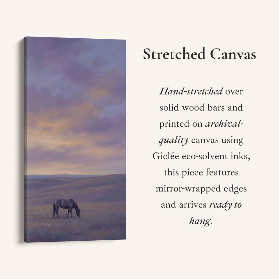 Large Vertical Wall Art For Bedroom Horse Grazing At Dusk Vertical Canvas