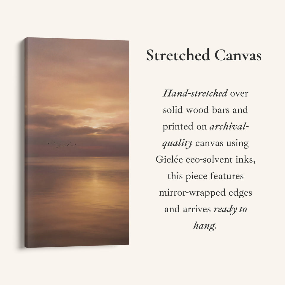Vertical Wall Art Golden Ocean Sunset Reflection Large Vertical Wall Art For Hallway