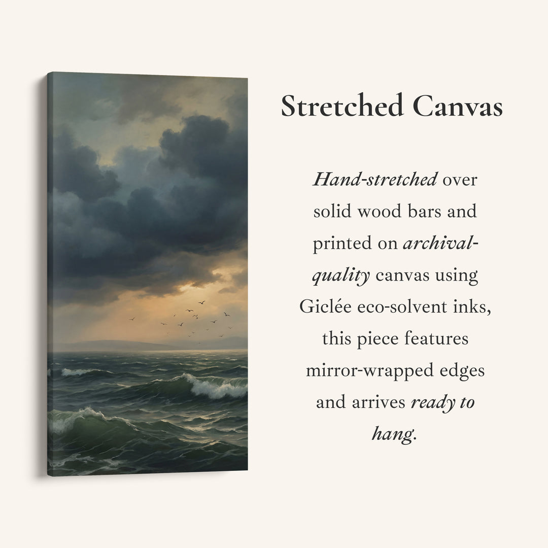 Tall Narrow Canvas Stormy Ocean Waves Tall Canvas For Living Room