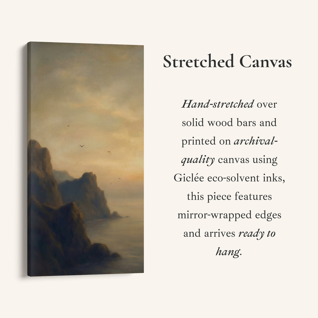 Large Vertical Wall Art Portrait Wall Art Rocky Coast Birds At Dusk For Hallway