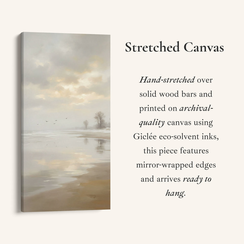 Long Wall Art Foggy Beach Shoreline Portrait Wall Art For Kitchen