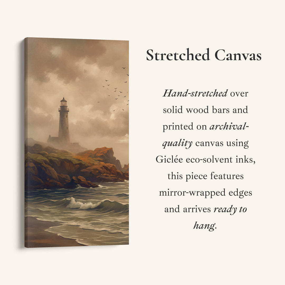 Lighthouse Rocky Coast Tall Framed Canvas Framed Canvas Print For Bedroom