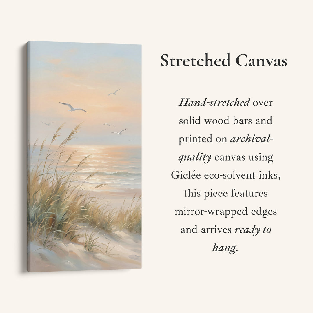 Narrow Wall Art Beach Grasses And Seagulls Portrait Wall Art For Kitchen