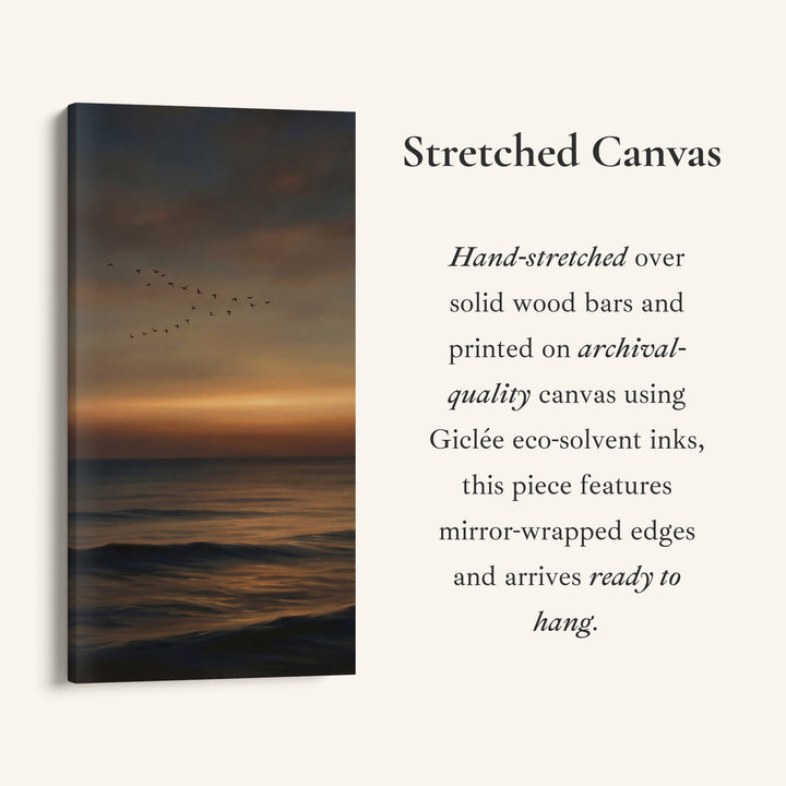 Tall Wall Art Dark Sunset Over Ocean Tall Canvas For Living Room
