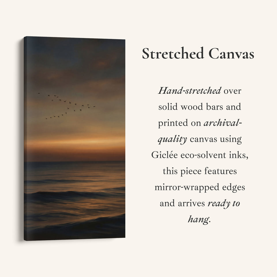 Tall Wall Art Dark Sunset Over Ocean Tall Canvas For Living Room